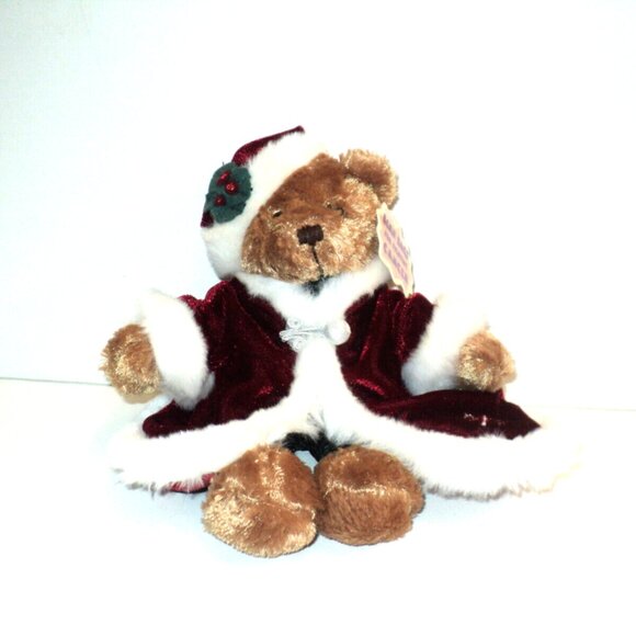 Christmas Bear Plush by Plushland Bean Bags for Fighting Cancer Holiday Vtg 8" L - Picture 1 of 7